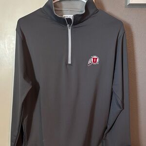 Peter Millar University of Utah Men's Gray Quarter-Zip Jacket